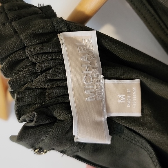 Michael Michael Kors Midi Dress in Olive with Gold Accents Ladies Size M - Picture 6 of 7